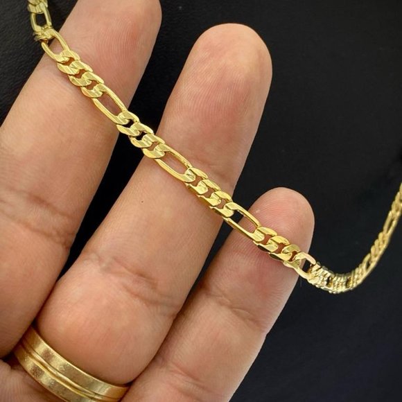 14K Solid Gold Filled Figaro Chain Necklace for Mens and Womens Inches 4mm - Picture 3 of 10